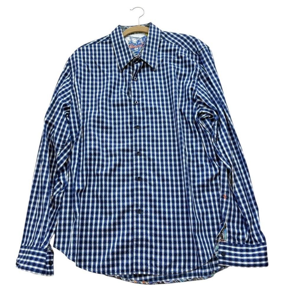 Robert Graham Shirt Men’s 2XL Tailored Fit Check Plaid Button Front Flip Cuff